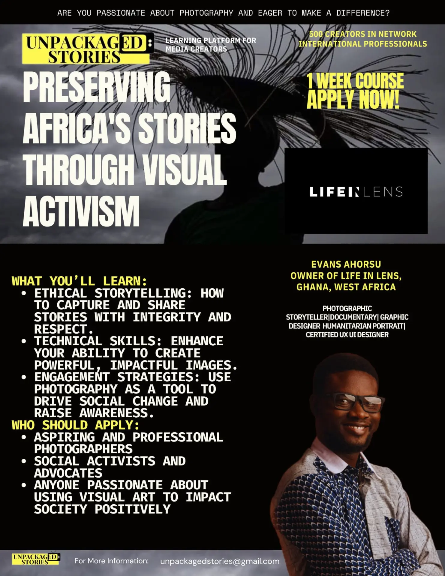 Poster for Preserving Africa's Stories through Visual Activism with Evans Ahorsu