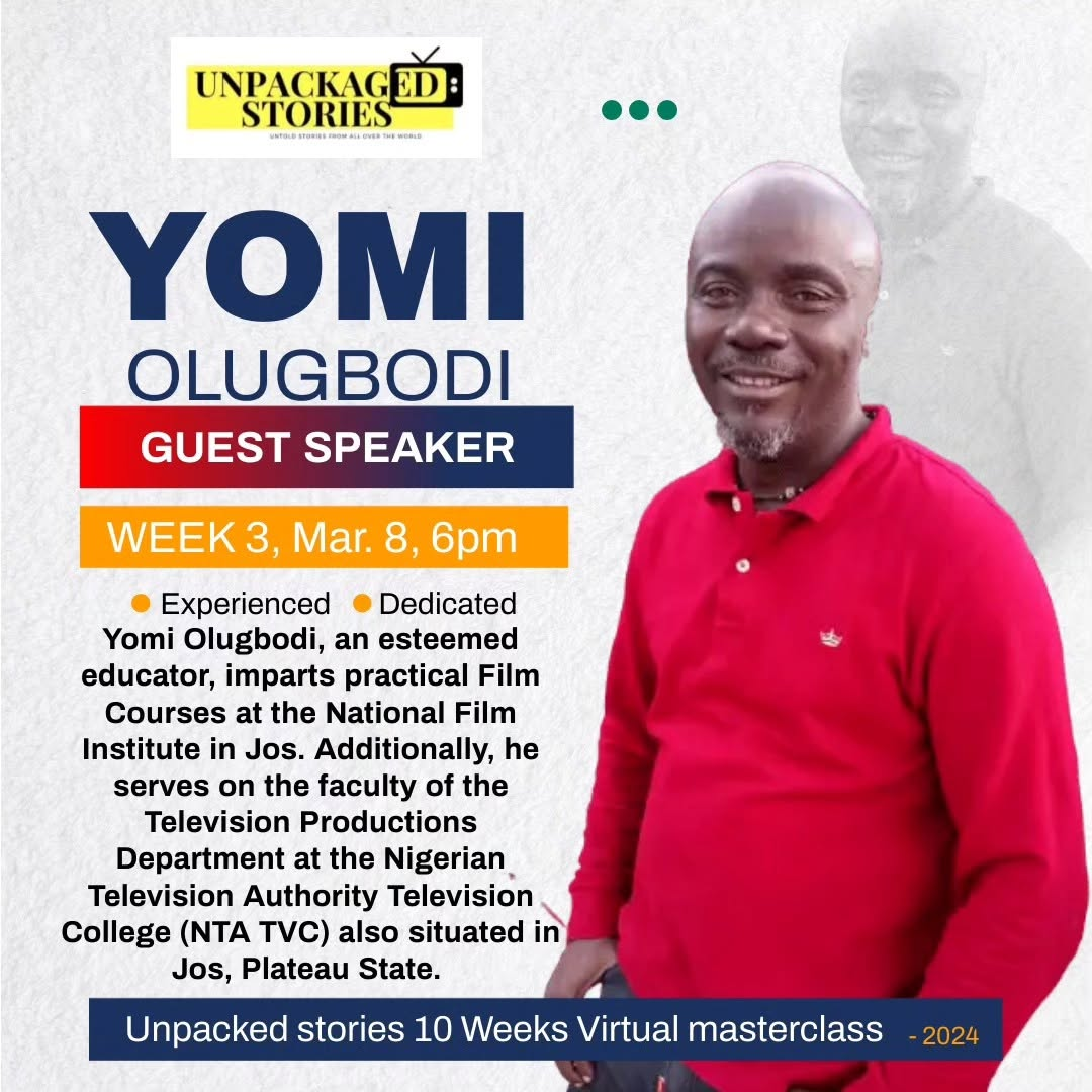 Guest speaker flyer for Yomi Olugbodi at the 10 weeks virtual masterclass